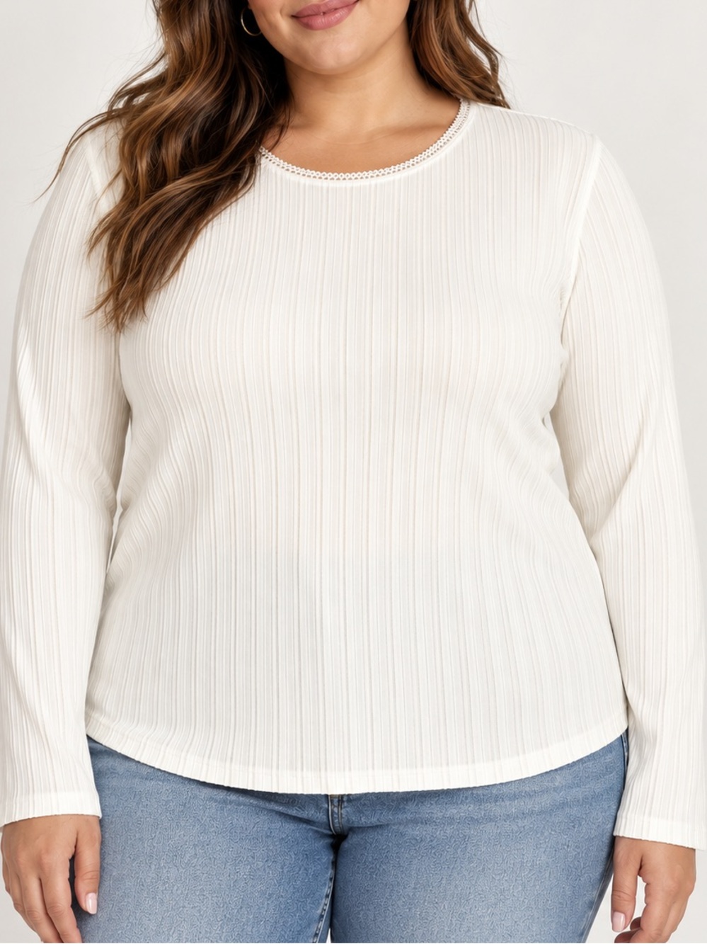 J.Crew Pointelle Ivory Ribbed Long Sleeve T-Shirt Top